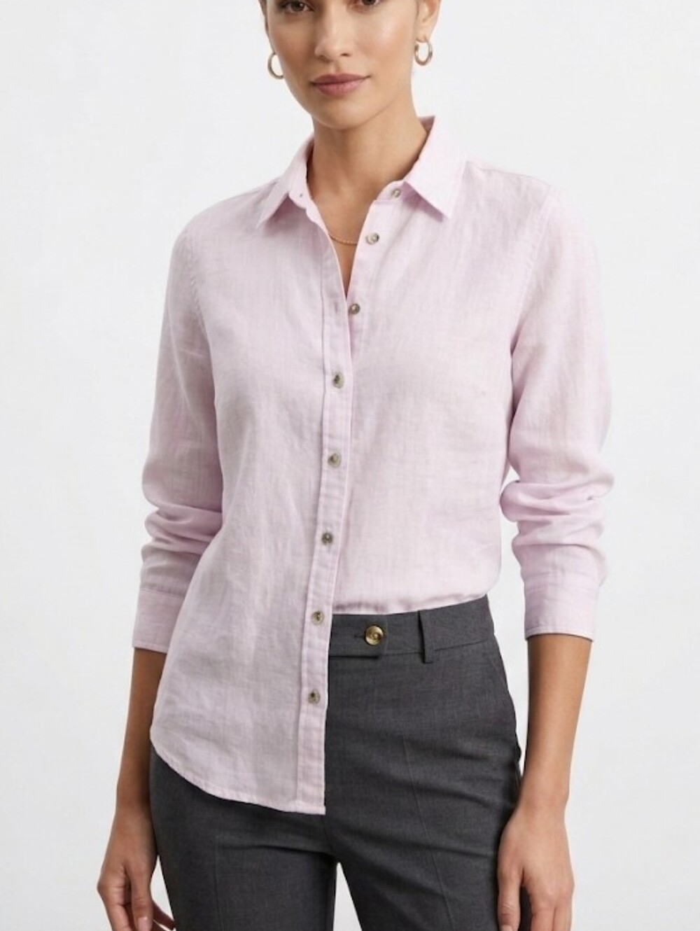 Joie Light Pink Linen Button-Down Shirt
